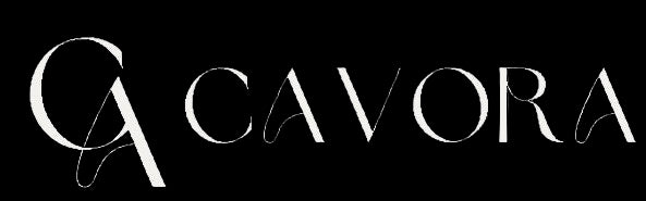Cavora logo in white on a black background