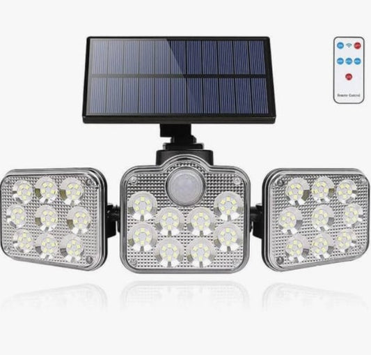 3-Head Solar Motion Sensor Security Light | 270° Wide Angle Bright LED | Remote Control | Waterproof Outdoor Solar Light for Garden, Gate, Parking, Balcony & Home Safety